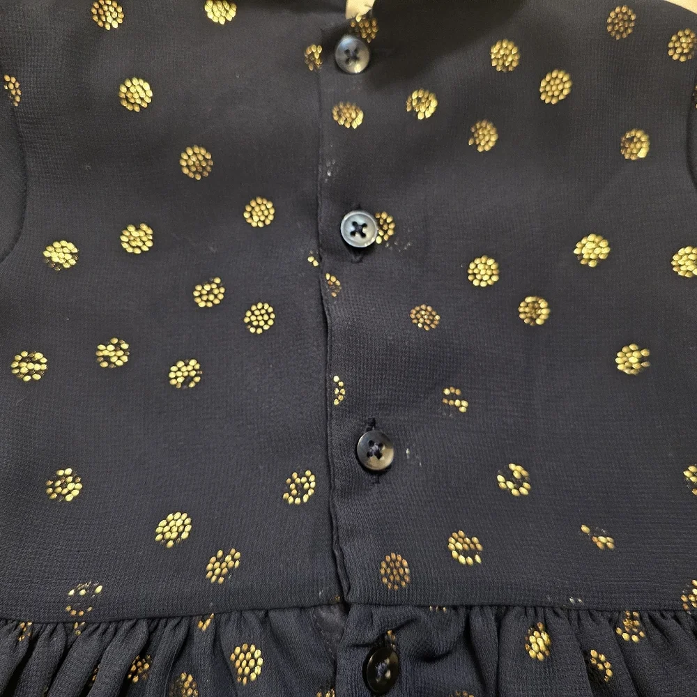 Cute Baby Party Dress- Navy With Silver Polka Dots- size 12 Month